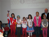 Победительницы турнира девочек до 10 лет Nominerdene Davaademberel (Монголия), Abdumalik Zhansaya (Казахстан) и Obolentseva Alexandra (Россия) 